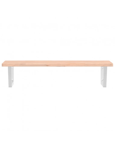 Ripiano a Parete per Lavabo in Acciaio e Massello di Faggio