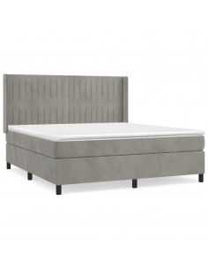 Giroletto a Molle con Materasso Grigio Chiaro 180x200cm Velluto 2