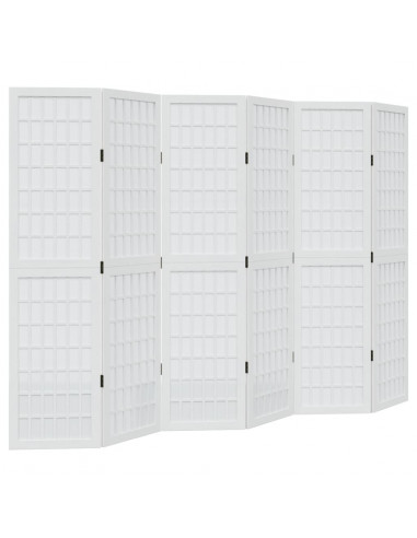 Divisorio Ambienti 6Pannelli Bianco Legno Massello di Paulownia