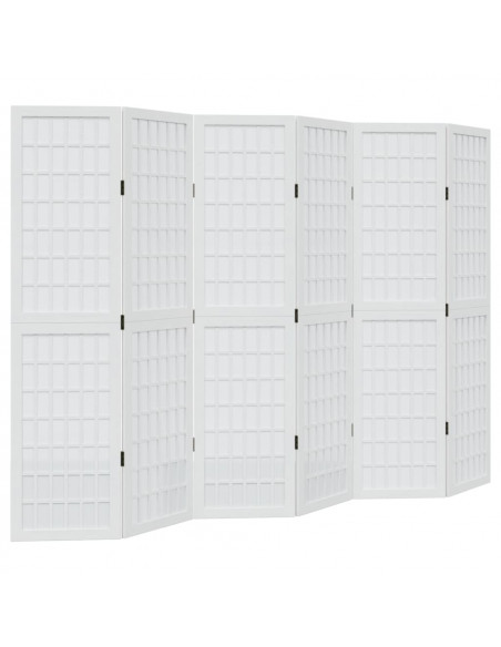 Divisorio Ambienti 6Pannelli Bianco Legno Massello di Paulownia