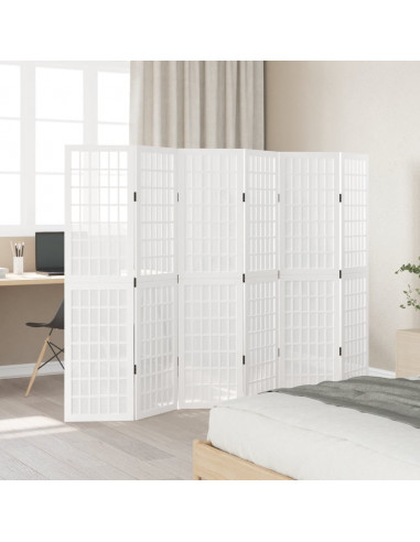 Divisorio Ambienti 6Pannelli Bianco Legno Massello di Paulownia