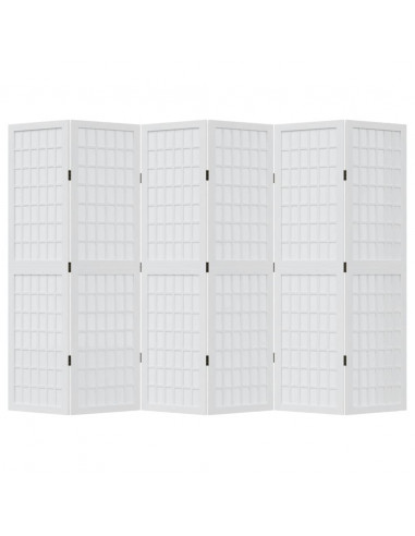 Divisorio Ambienti 6Pannelli Bianco Legno Massello di Paulownia