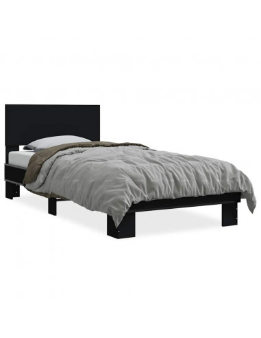 Giroletto Nero 75x190 cm in Legno Multistrato e Metallo