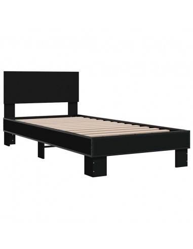 Giroletto Nero 75x190 cm in Legno Multistrato e Metallo