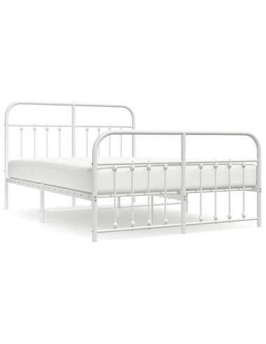 Giroletto con Testiera e Pediera Metallo Bianco 140x200 cm