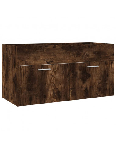 Set Mobili da Bagno 2 pz Rovere Fumo in Legno Multistrato