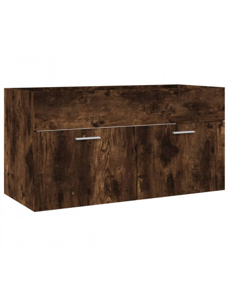 Set Mobili da Bagno 2 pz Rovere Fumo in Legno Multistrato