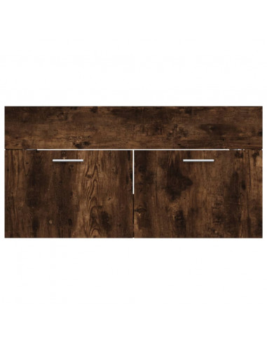 Set Mobili da Bagno 2 pz Rovere Fumo in Legno Multistrato