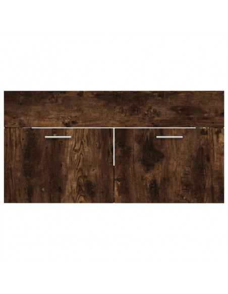 Set Mobili da Bagno 2 pz Rovere Fumo in Legno Multistrato
