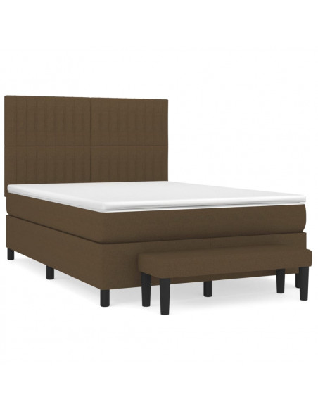 Giroletto a Molle con Materasso Marrone Scuro 140x190cm Tessuto