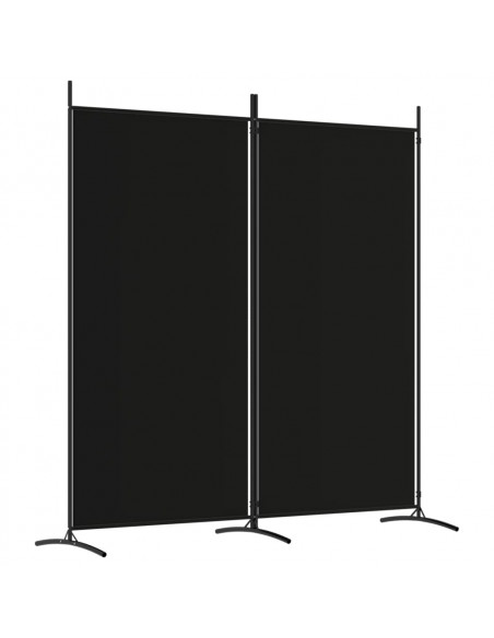 Divisorio a 2 Pannelli Nero 175x180 cm in Tessuto