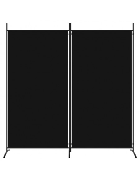 Divisorio a 2 Pannelli Nero 175x180 cm in Tessuto
