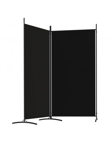 Divisorio a 2 Pannelli Nero 175x180 cm in Tessuto