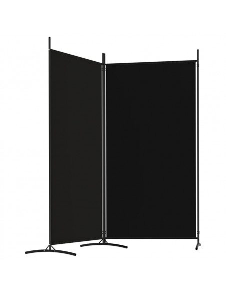 Divisorio a 2 Pannelli Nero 175x180 cm in Tessuto