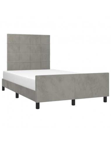 Giroletto con Testiera Grigio Chiaro 120x190 cm in Velluto