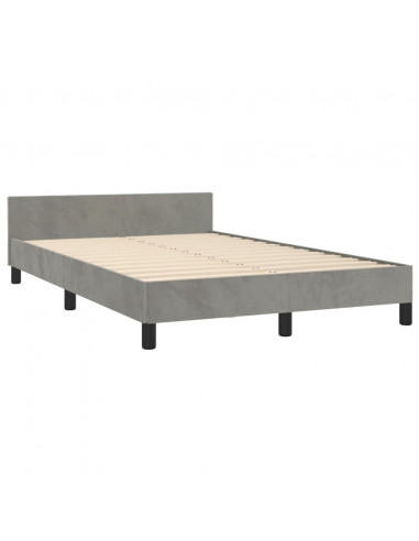 Giroletto con Testiera Grigio Chiaro 120x190 cm in Velluto