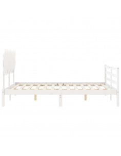 Giroletto con Testiera Bianco 140x190 cm in Legno Massello 2