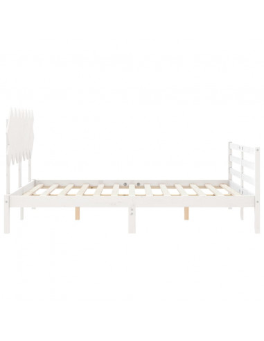 Giroletto con Testiera Bianco 140x190 cm in Legno Massello