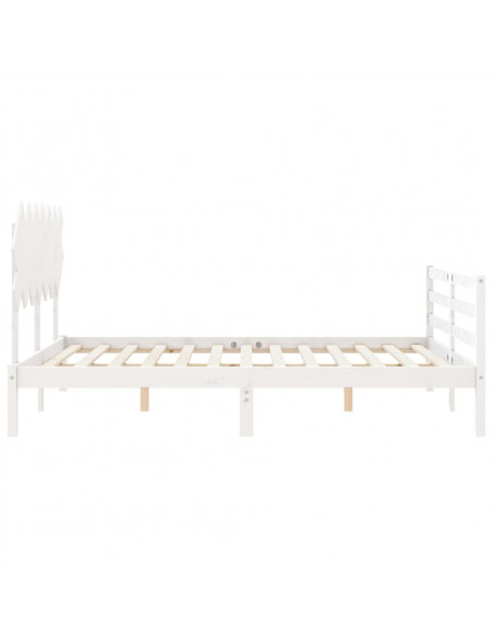 Giroletto con Testiera Bianco 140x190 cm in Legno Massello