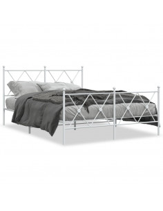 Giroletto con Testiera e Pediera Metallo Bianco 137x190 cm 2