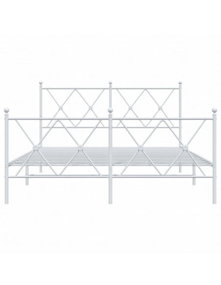 Giroletto con Testiera e Pediera Metallo Bianco 137x190 cm