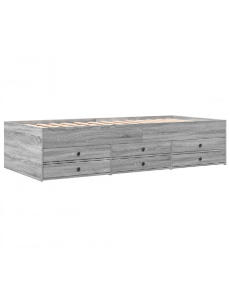 Divano Letto con Cassetti Grigio Sonoma 75x190 cm Multistrato