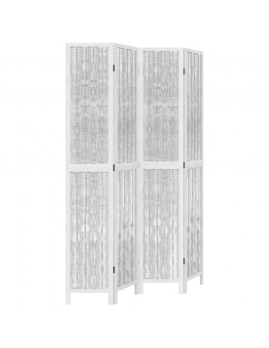 Divisorio Ambienti 4Pannelli Bianco Legno Massello di Paulownia