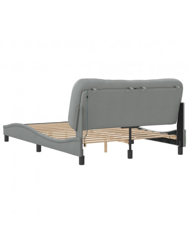 Giroletto con Luci LED Grigio Chiaro 140x190 cm in Tessuto