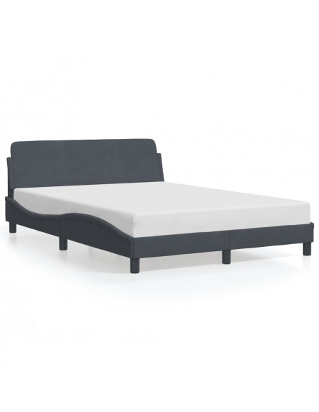 Giroletto con Testiera Grigio Scuro 140x190 cm in Velluto