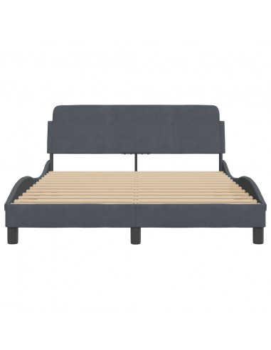 Giroletto con Testiera Grigio Scuro 140x190 cm in Velluto