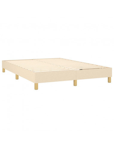 Letto a Molle con Materasso e LED Crema 140x190 cm in Tessuto