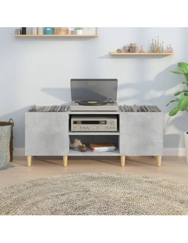 Mobile Porta Dischi Grigio Cemento 121x38x48 Legno Multistrato