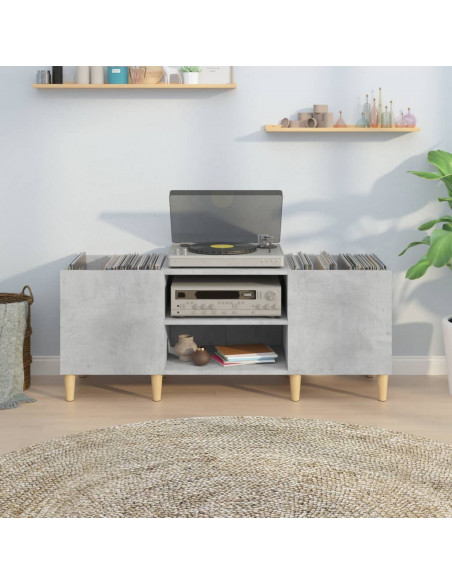 Mobile Porta Dischi Grigio Cemento 121x38x48 Legno Multistrato