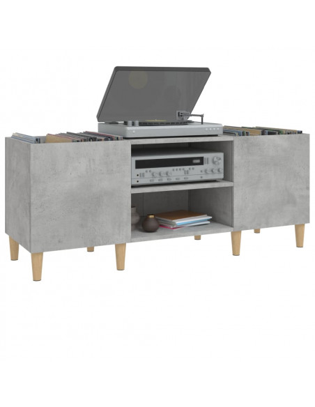 Mobile Porta Dischi Grigio Cemento 121x38x48 Legno Multistrato