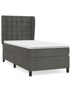 Giroletto a Molle con Materasso Grigio Scuro 90x190 cm Velluto 2