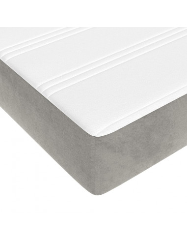 Materasso a Molle Grigio Chiaro 180x200x20 cm in Velluto