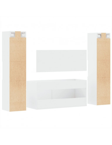 Set Mobili da Bagno 4 pz Bianco in Legno Multistrato