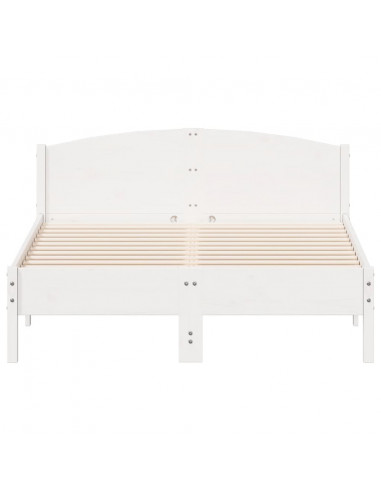 Giroletto con Testiera Bianco 140x190 cm in Legno Massello Pino