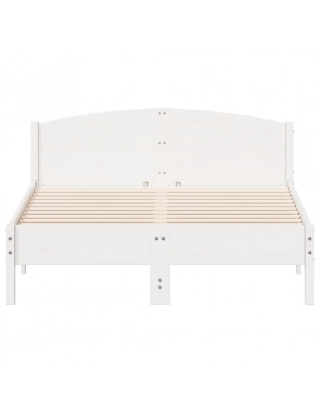 Giroletto con Testiera Bianco 140x190 cm in Legno Massello Pino