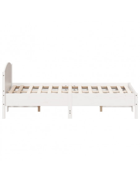 Giroletto con Testiera Bianco 140x190 cm in Legno Massello Pino