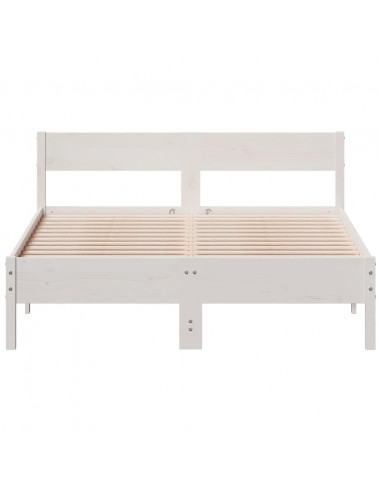 Giroletto con Testiera Bianco 120x190 cm Legno Massello di Pino