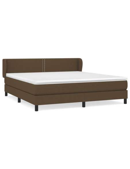 Giroletto a Molle con Materasso Marrone Scuro 160x200cm Tessuto