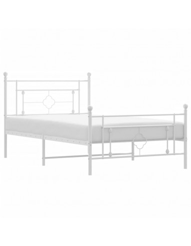 Giroletto con Testiera e Pediera Metallo Bianco 107x203 cm