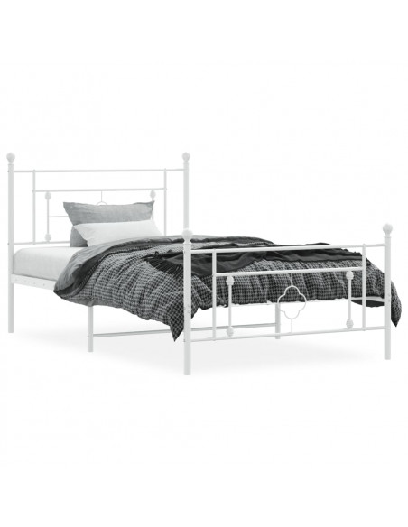 Giroletto con Testiera e Pediera Metallo Bianco 107x203 cm