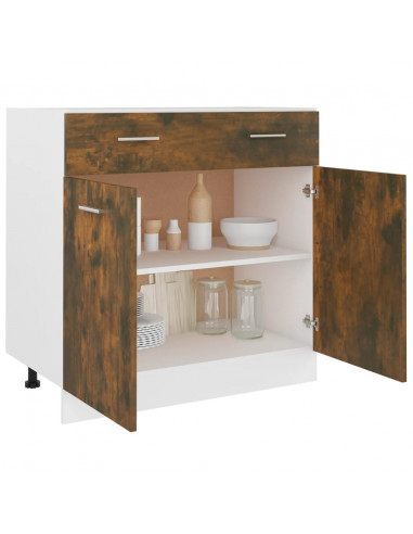 Mobile con Cassetto Rovere Fumo 80x46x81,5 cm Legno Multistrato