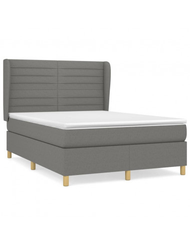 Giroletto a Molle con Materasso Grigio Scuro 140x190 cm Tessuto