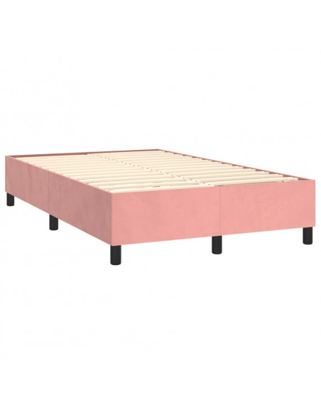 Letto a Molle con Materasso e LED Rosa 120x200 cm in Velluto
