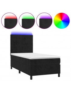 Letto a Molle con Materasso e LED Nero 80x200 cm in Velluto 2