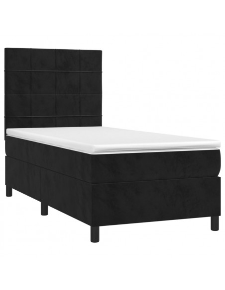Letto a Molle con Materasso e LED Nero 80x200 cm in Velluto