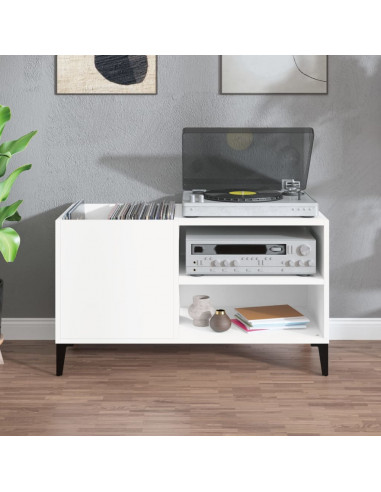 Mobile Porta Dischi Bianco 84,5x38x48 cm in Legno Multistrato